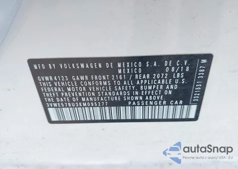 2019 Volkswagen Jetta Sel из США, поврежденный, VIN 3VWE57BU3KM095277